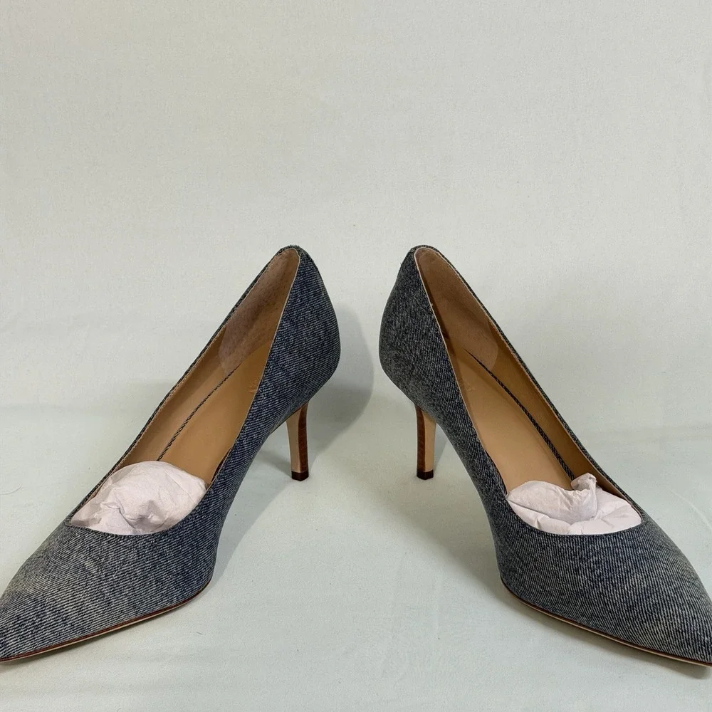 LAUREN‎ Ralph Lauren Size-9.5B Lanette Pointed Toe Pumps Heels Blue Denim